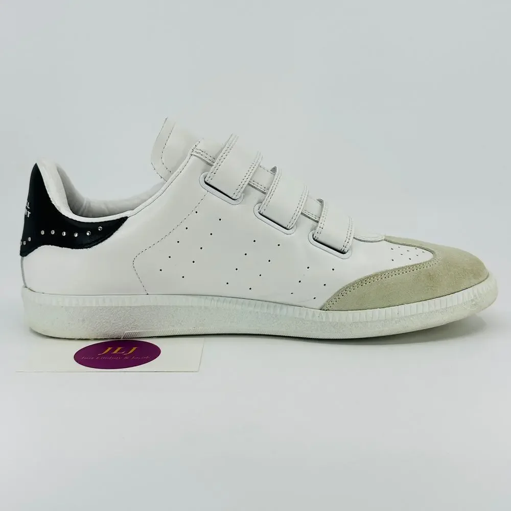 Isabel Marant Women's Beth White & Black Leather Studded Sneakers Size 41/ 11 US